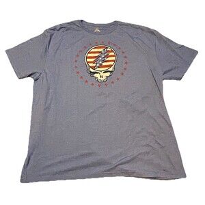 NWOT Grateful Dead Ripple Junction 2XL T-Shirt Blue Steal Your Face Stars Flag